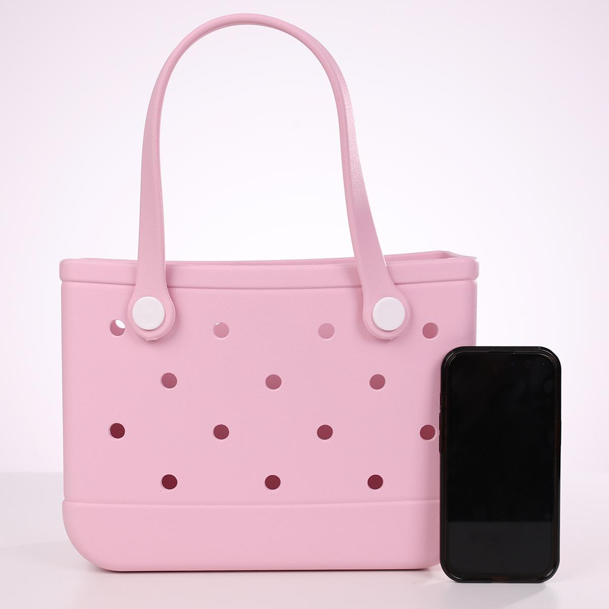 MINISO Classic Style Holes Handheld Bag - Casual Outings,An Eye-catching Item for Everyday Travel,Durable Lunch Bags For Girls Suitable Size Cute Bento Bags With Handle Beach Bag Waterproof,Easter Basket Gift