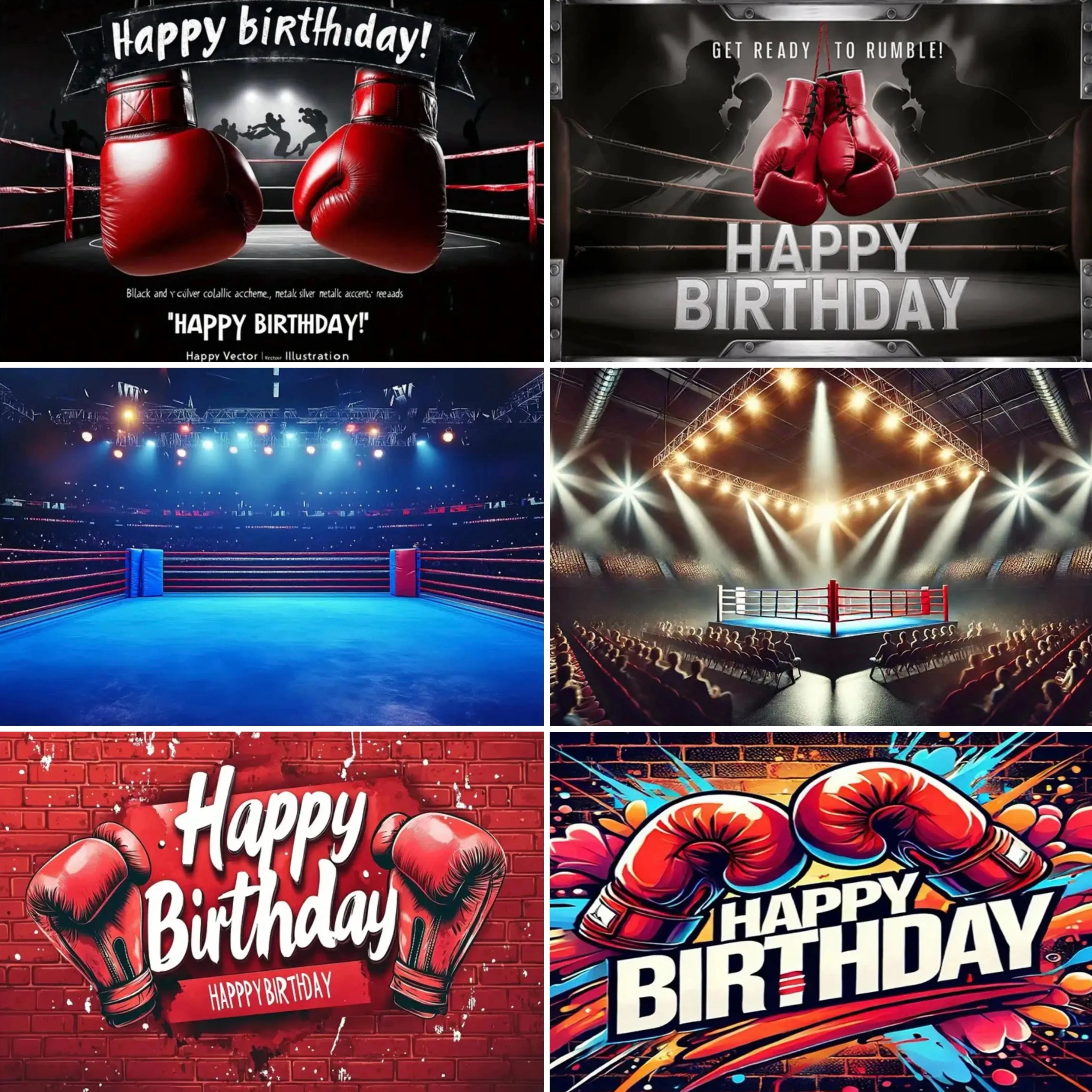 Boxing Theme Birthday Party Decoration  Background Boxing Gloves Boxing Venue Scene Decoration posters Backdrop Party Supplies