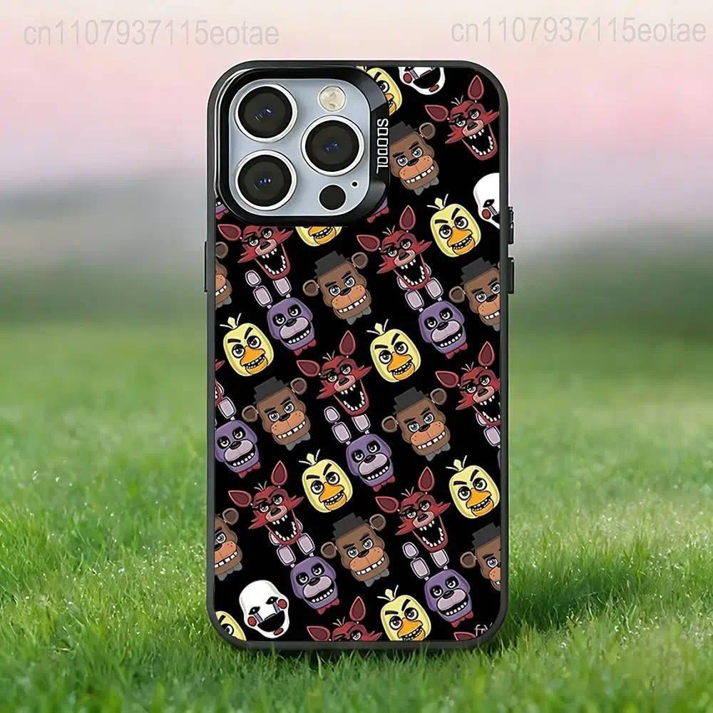 FNAF F-Five-Nights at F-Freddys Anti-Fall Black Bumper Phone Case For iPhone 11-17 Pro Max/Plus & Samsung Galaxy S23-S25