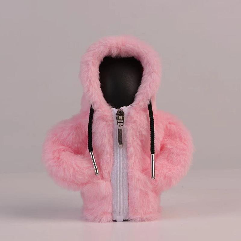 Cute Plush Car Automatic Shift Knob Cover, Winter Car Gear Shift Protector, Car Interior Decoration Accessories for Women & Girls, Pink