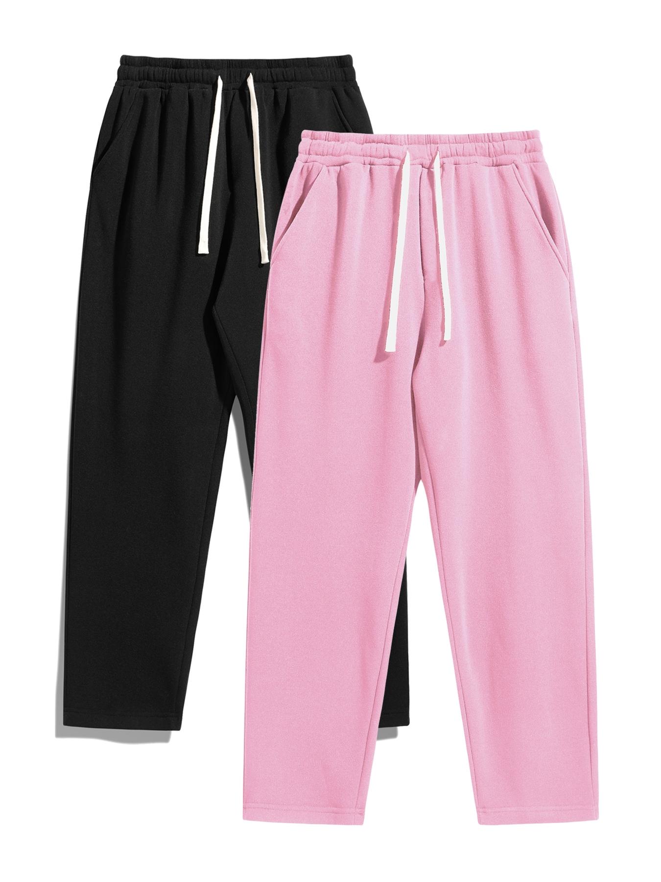 Men's Solid Thermal Lined Pants with Drawstring Waist, Comfy Regular Fit Straight Leg Trousers for Fall & Winter, Men's Bottoms for Daily Wear Thermal Menswear