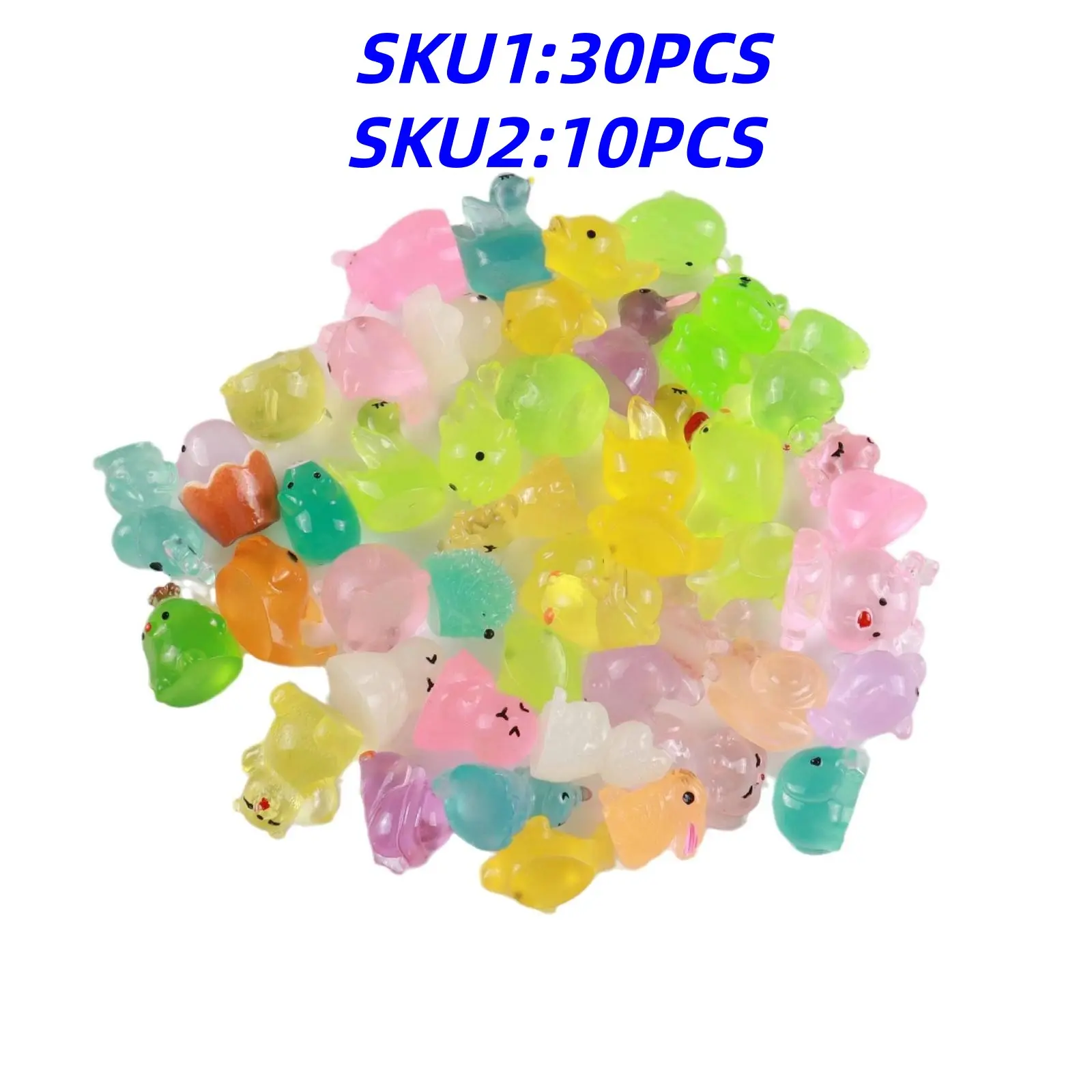 10/30 Pack Glow in the Dark Mini Resin Animals, Creative Cartoon Night Light, Includes Bunny Duck Panda Strawberry Bear Turtle, Perfect for Pot Decoration Garden & Aquarium, Fish Tank Decor