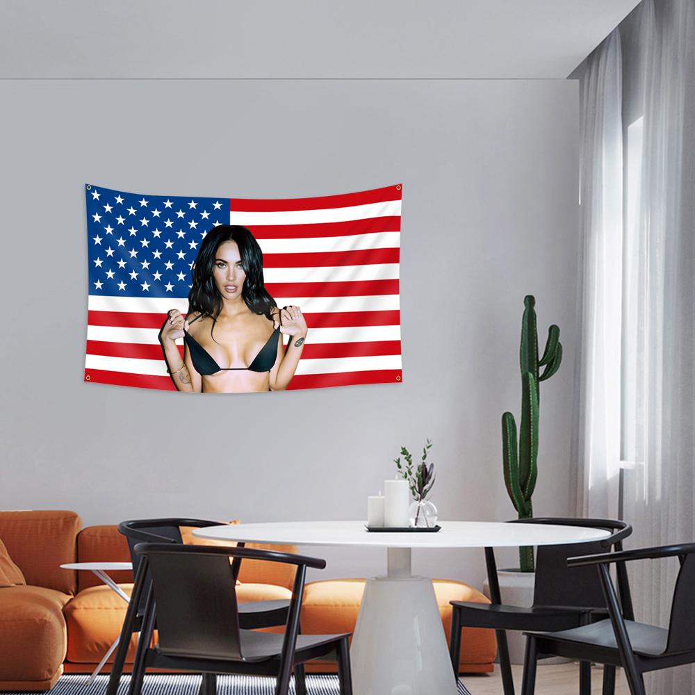 American Patchwork Flag Banner, 3x5 Feet Suitable for College Dorms, Men's Cave Wall Flag with 4 Brass Rings, Indoor Wall Decoration, Home Bedroom Decor, Home Decor Supplies