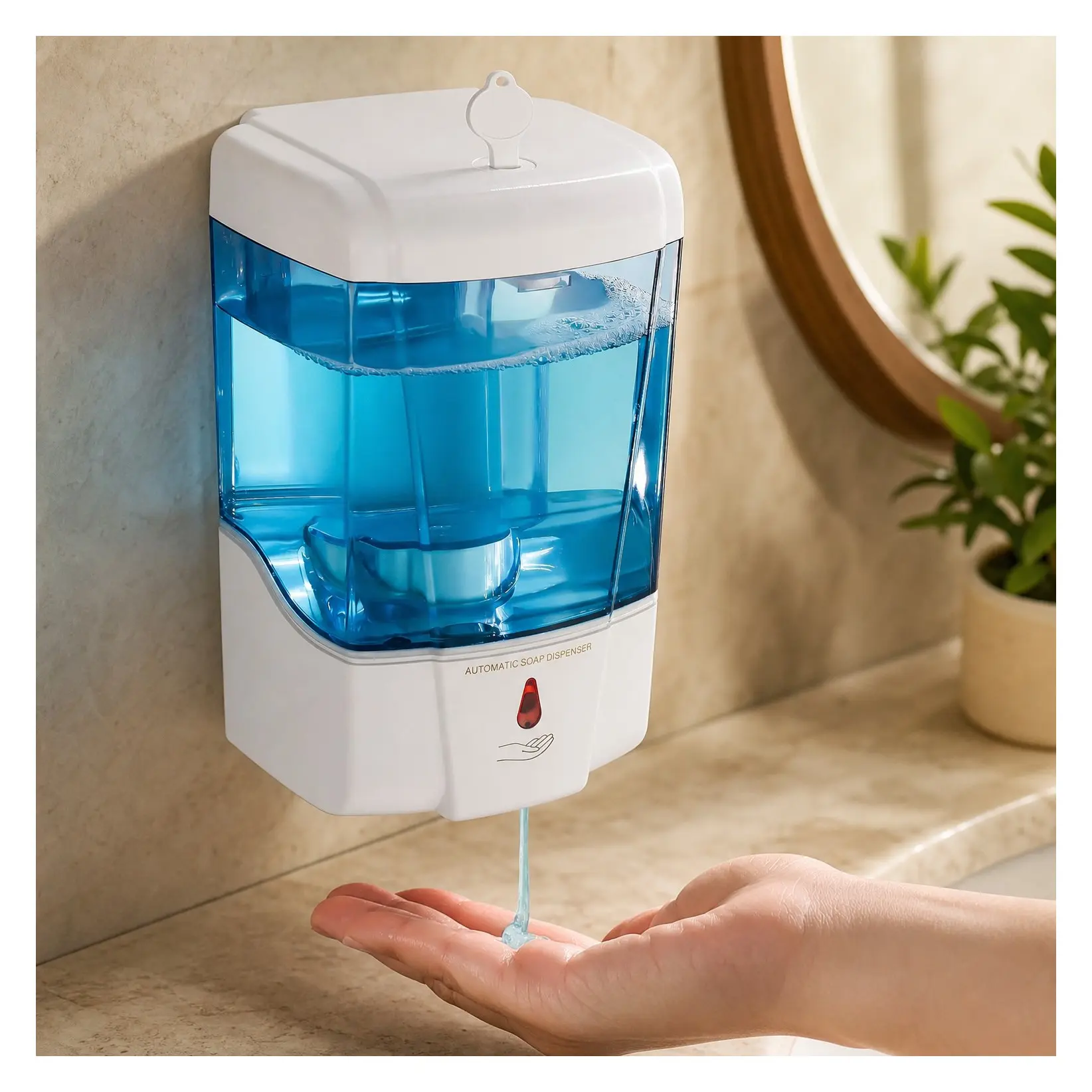 Wall Mount Automatic Soap Dispenser, 600ml Touchless Hand Sanitizer Dispenser for Gel & Liquid, Commercial Bathroom Soap Dispenser, WhiteGift
