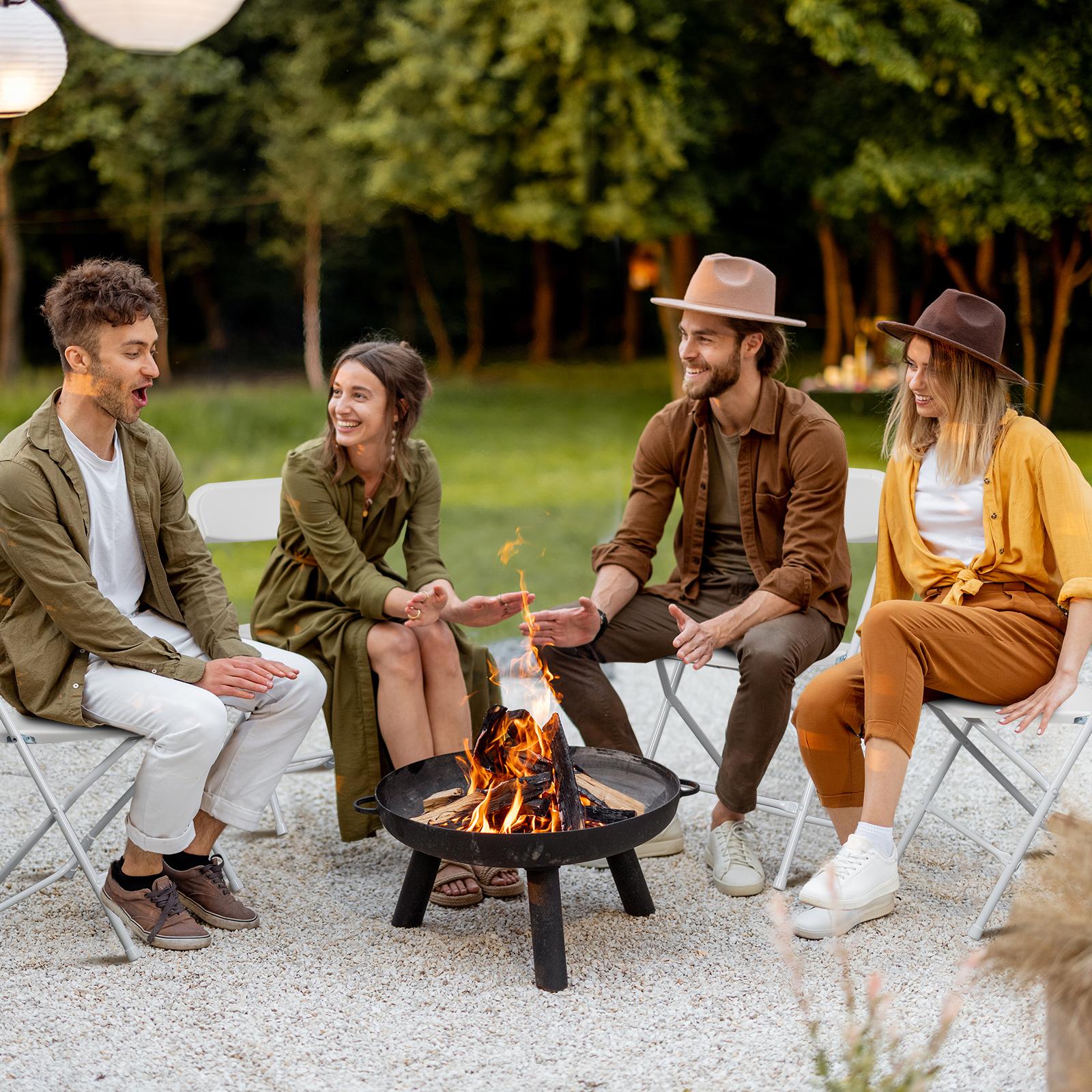 Outvita 4/6/10 Pack White Black Plastic Folding Chair, Indoor Outdoor Portable Stackable Commercial Seat with Steel Frame 350lb. Capacity for Events Office Wedding Party Picnic Kitchen Dining