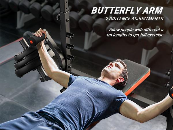 Bearbro 660lb 6-in-1 Adjustable Weight Bench with Multi-Purpose Workout Bench Set With Barbel Rack and Leg Developer for Home Gym Full Body Function Strength Training，Barbell Rack can support up to 990 pounds