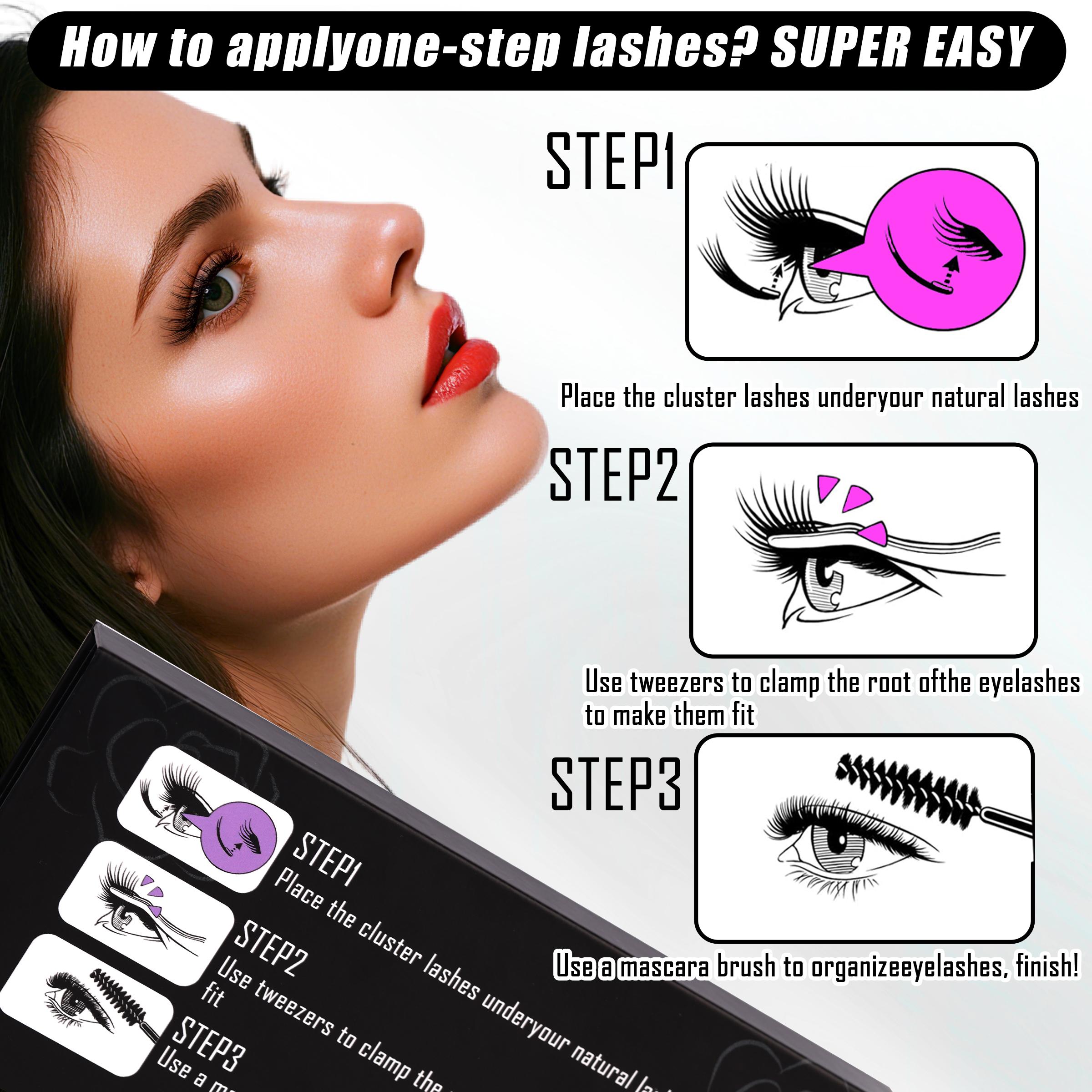2 Styles Self Adhesive Lash Clusters Kit No Glue Eyelashes extensions Kit Wispy Lashes C-curly Volume Cluster Eyelash 10-16mm Pre glued Eyelash Clusters Individual Lashes with Tweezers 5 Eyelash Brush Easy Makeup Eyelashes Extension Set, Diy Lash Clusters