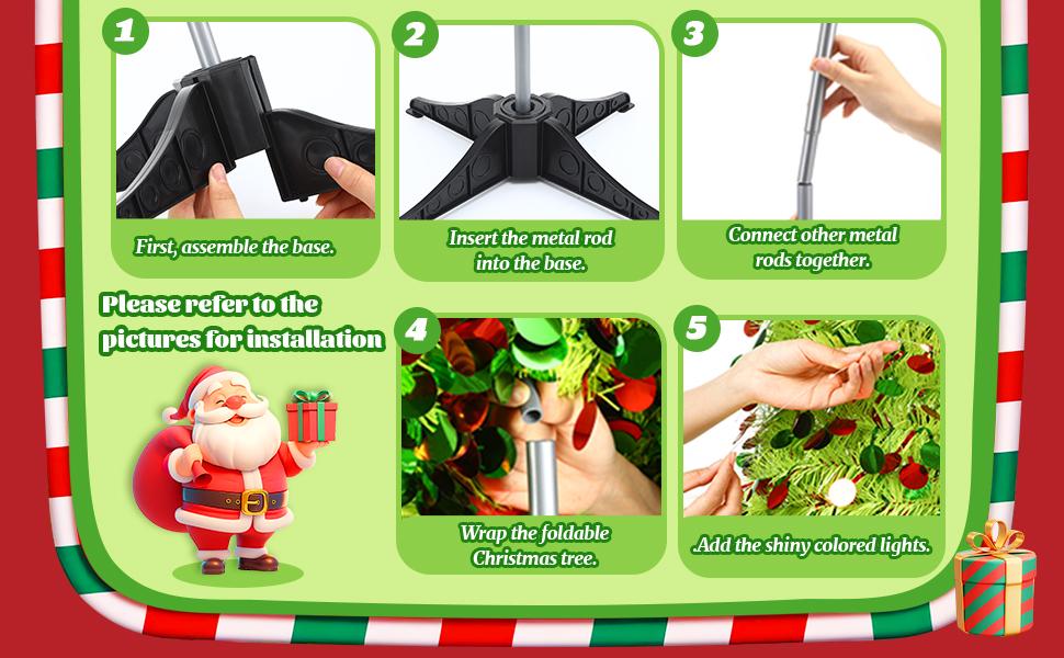 Christmas Clearance Sale 5Ft Whimsical Pop up Christmas Tree Pre Lit Christmas Tree with Lights or Wooden Ornaments Bendable Collapsible Artificial Viral Christmas Tree for Holiday Party Home Office Xmas Tree Outdoor Christmas Decorations Xmas Gift