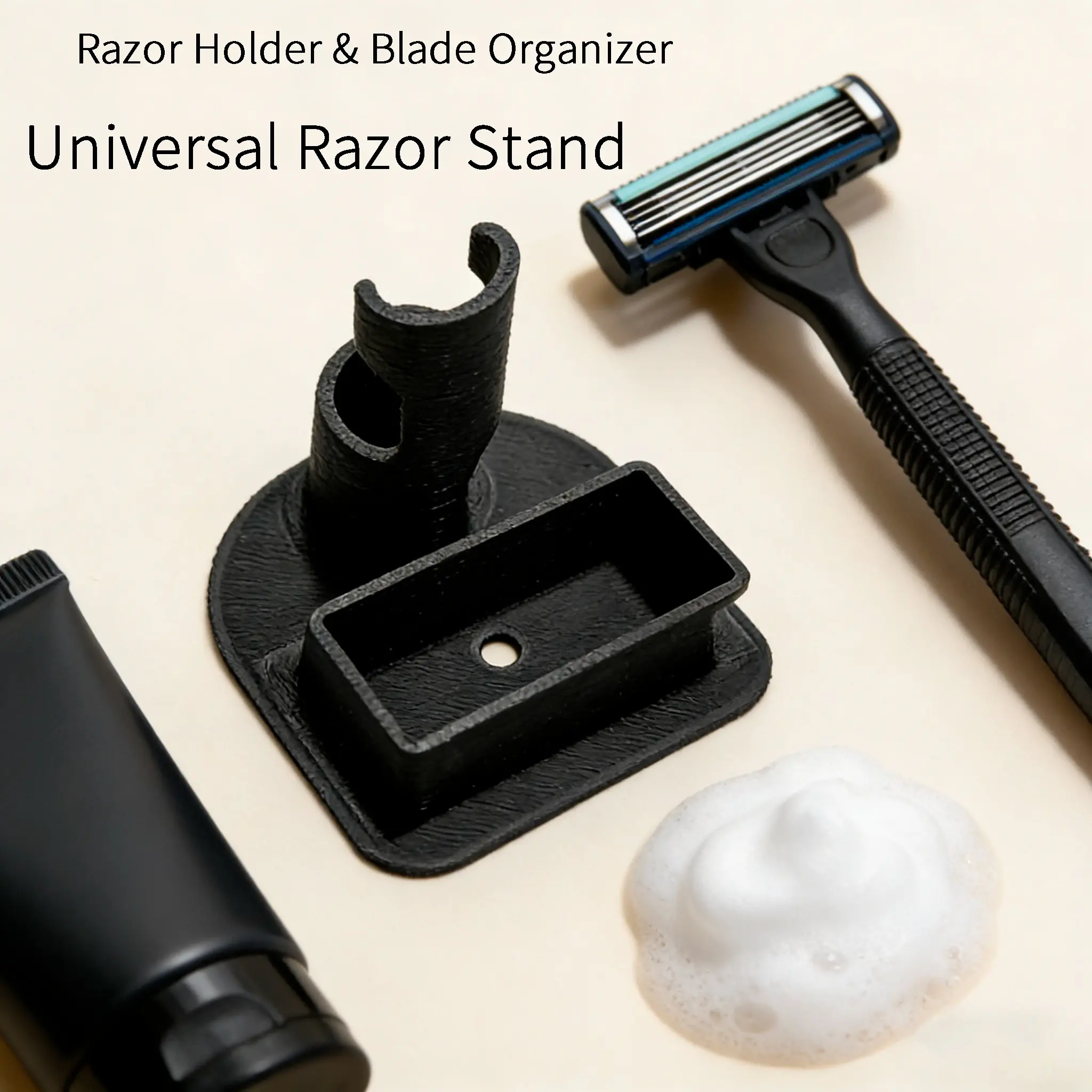 Countertop Razor Holder Stand, Integrated Razor & Blade Storage, Bathroom Sink Organizer, Sleek Design for Efficient Space Management