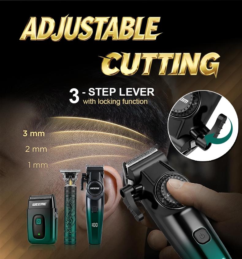 Weeme Men's Electric Hair Trimmer Set, Barber Hair Clippers, 3-Piece Beard Trimmer Kit, USB Charging, T-Shape Blade, Razor, Nose Hair Trimmer, Holiday Gift