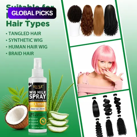 【Black Friday】3.4oz Wig Milk Spray, Haircare, Moisturizing Reviving Anti-Frizz Care Spray for Human Hair Wigs, Synthetic Weaves & Extensions, Long-Lasting No Wash Care, Coconut Oil & Castor Oil, Suitable for Men & Women, Chemically Processed Hair