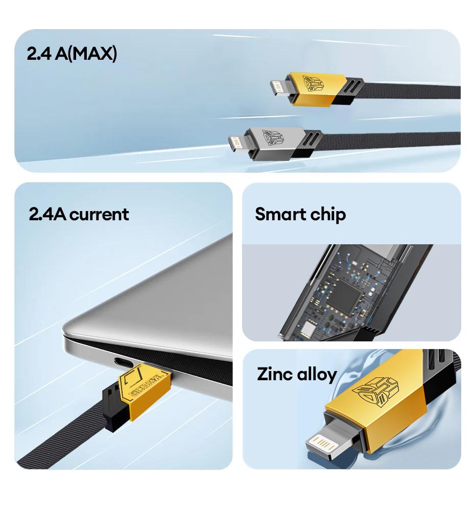 Transformers TF-A10 For iOS Data Cable Maximum Support 6A Current Output Cell Phone Fast Charging Cable