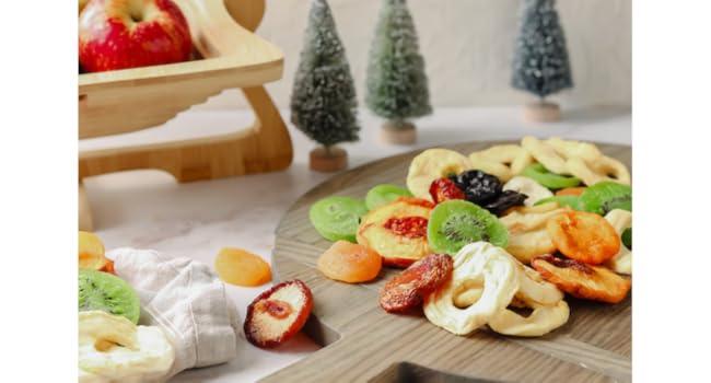 Bonnie & Pop Unisex Foldable Wooden Transformable Tray - Dual Gift with Dried Assorted Snacks, Holiday Home Supplies for Christmas, Corporate Gifting (Folds Into a Basket, All Ages Suitable)