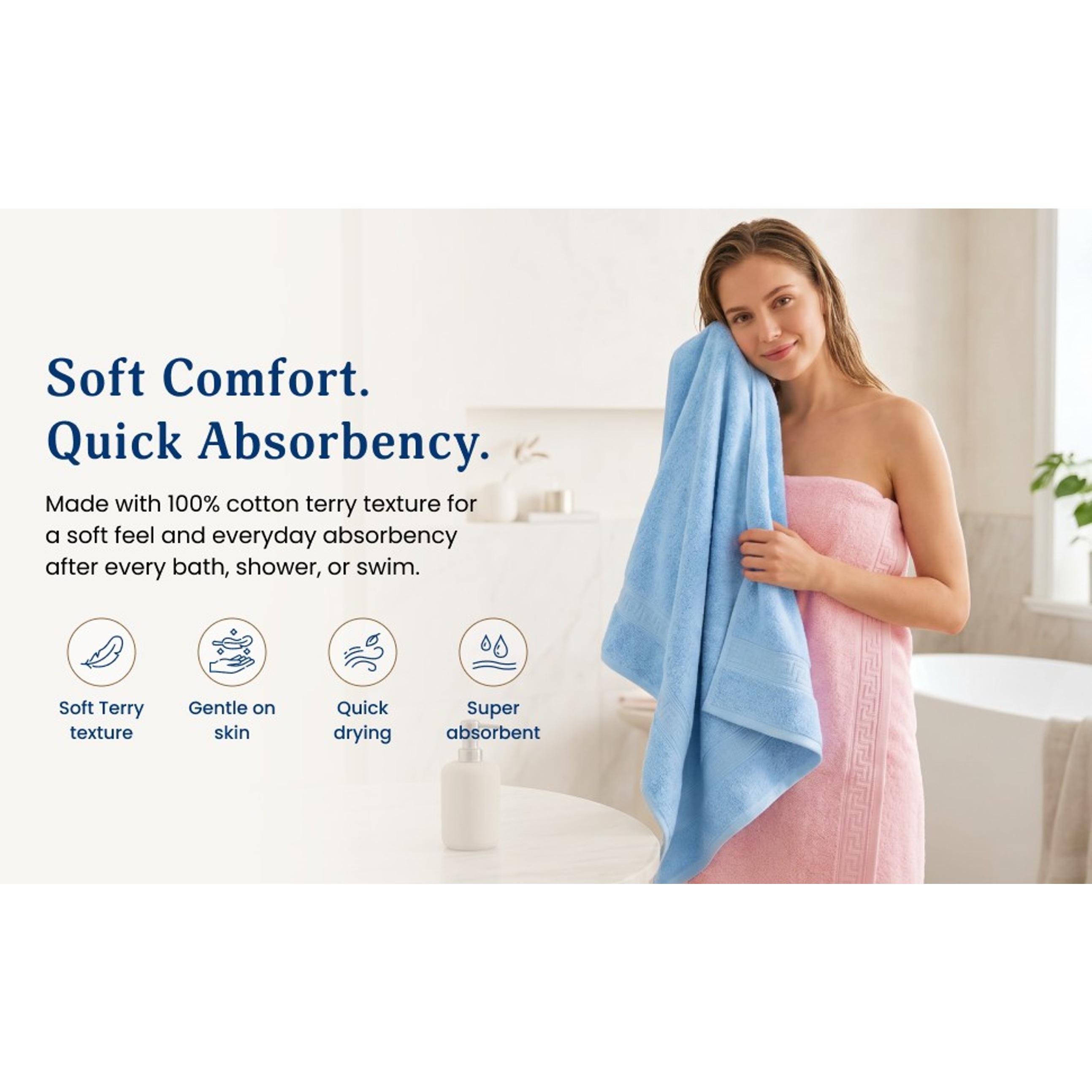 100% Cotton Bath Towels, 4 Pack, 30 x 60 Inches, Lightweight, Soft, Super Absorbent & Fast Drying, No Fading, Multipurpose for Sports, Swimming, Travel, Fitness, Yoga, MulticolorGift