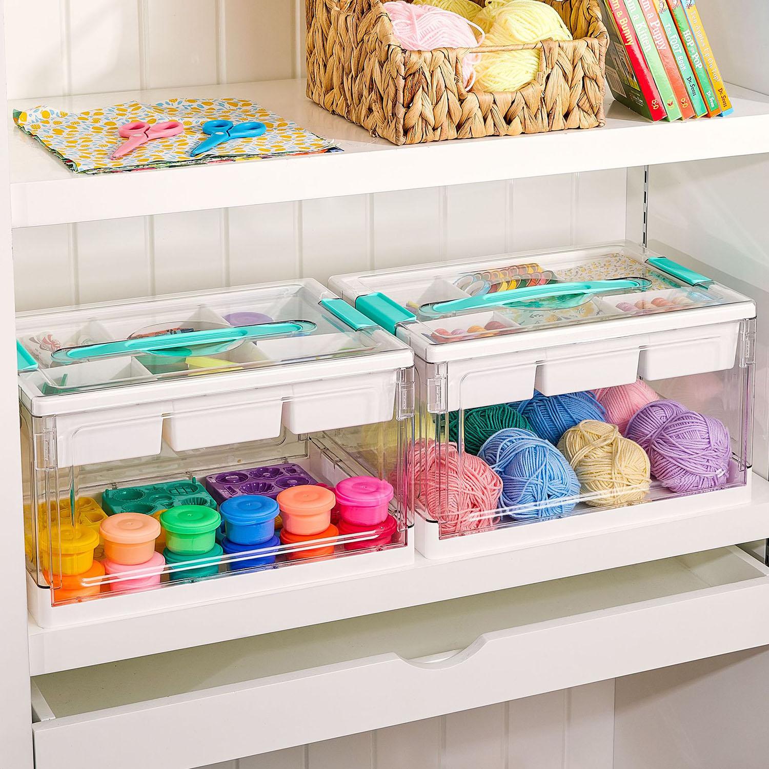 Transparent Plastic Layered Storage Box, Large Capacity with Dividers, Ideal for Crafts, Books, Toys, Home Organization
