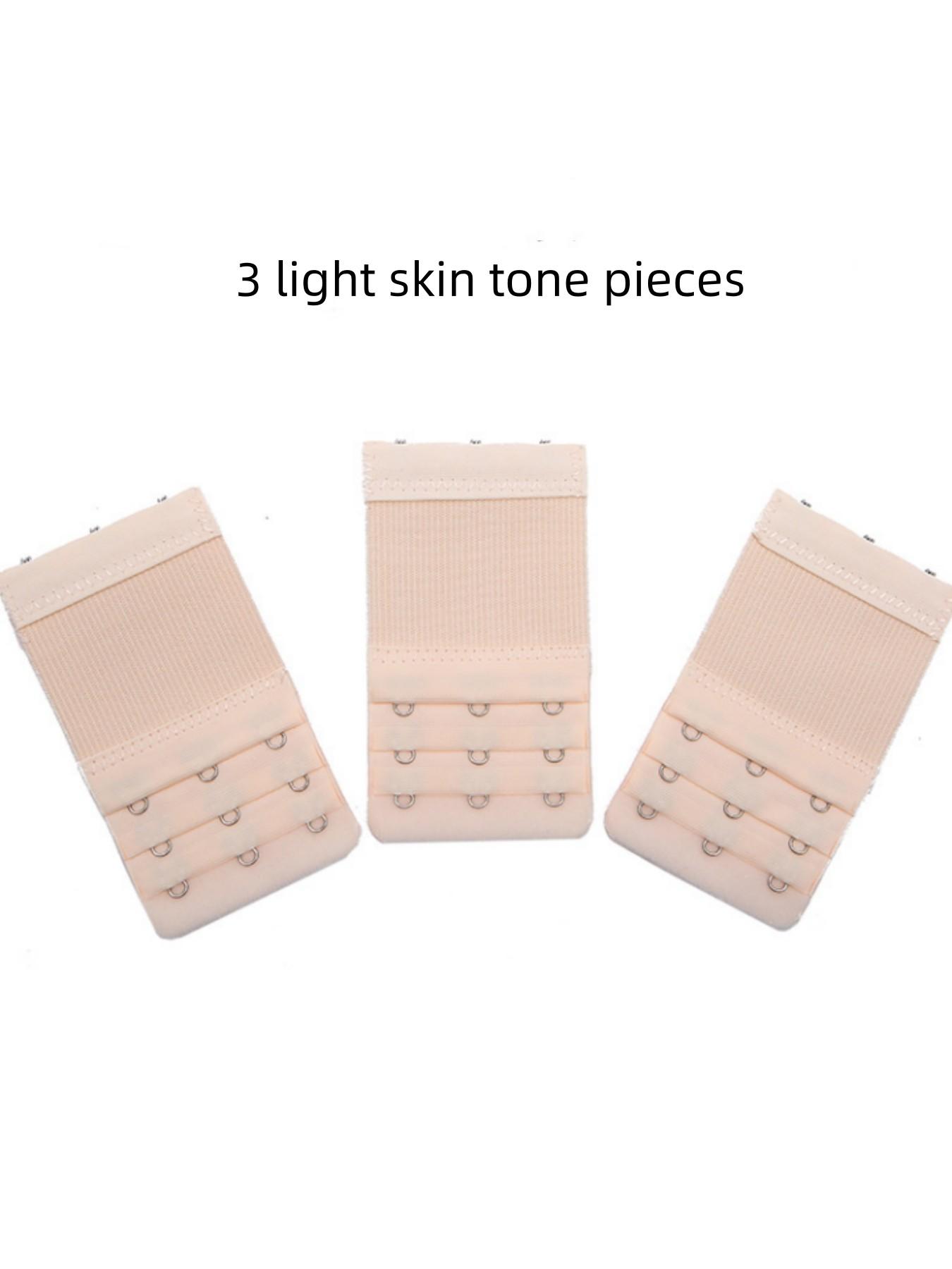 3-Pack Women's Stainless Steel Elastic Bra Extenders, 3-Row 3-Hook Elastic Bra Clasps, Soft and Comfortable High-Stretch Bra Back Extenders