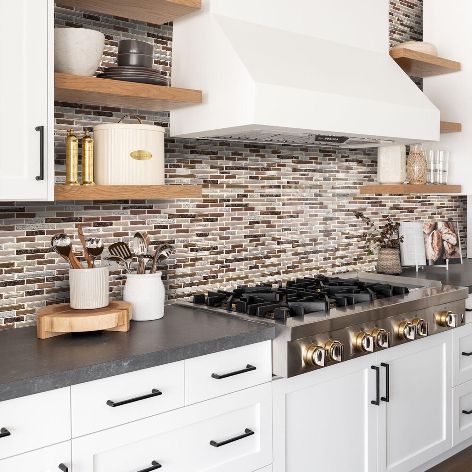 6/10pcs PVC Glazed Tiles, 3D Mosaic Stickers, Kitchen Stickers, Bathroom Waterproof Wall Stickers, Wall Renovation Color Change Wallpaper, Walecorative Stickers, Gift, Home Decor