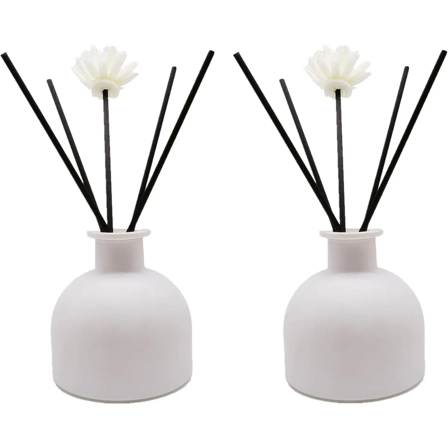 2 count Perfume Reed Diffuser Bottle,Empty Glass Container 100ml  Accessories use with Black Sticks for DIY  (Matte White)