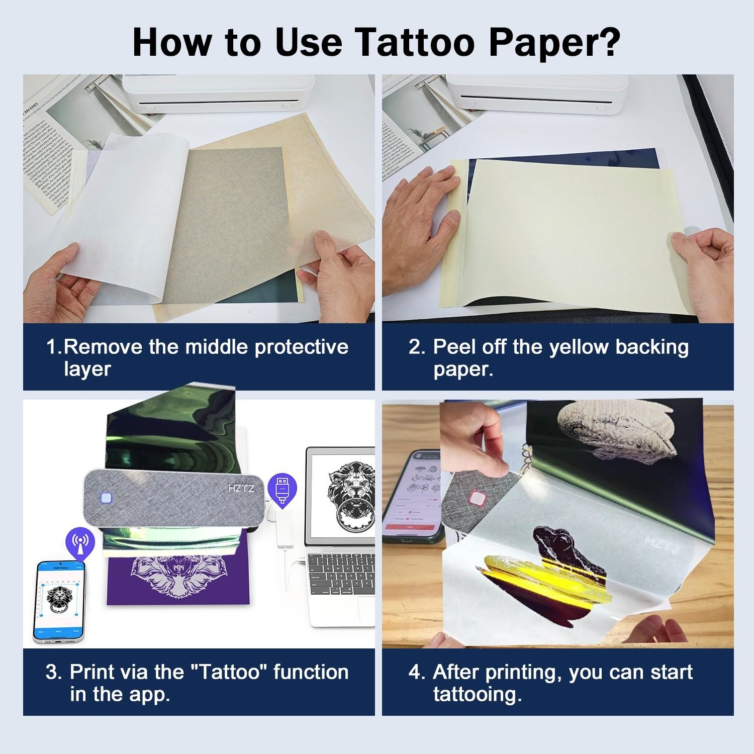 Hztz A4 Thermal Document Printer and Copier, 2-In-1 Tattoo Transfer Machine, Multi-Device Connectivity, Includes Tattoo Paper and Document Paper