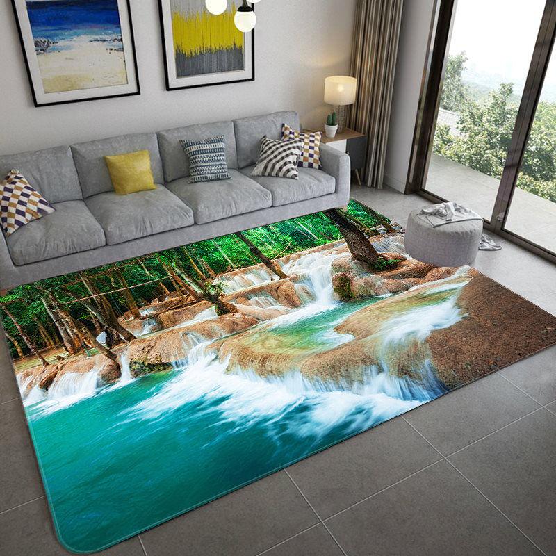Green Forest Tree Hole Flannel Area Rug - Realistic Jungle Landscape Print Soft Mat for Living Room, Non-Slip Nature Home Decor#ForestRug #TreeHoleMat #JungleLandscapeDecor #RealisticCarpet #NonSlipFlannelRug