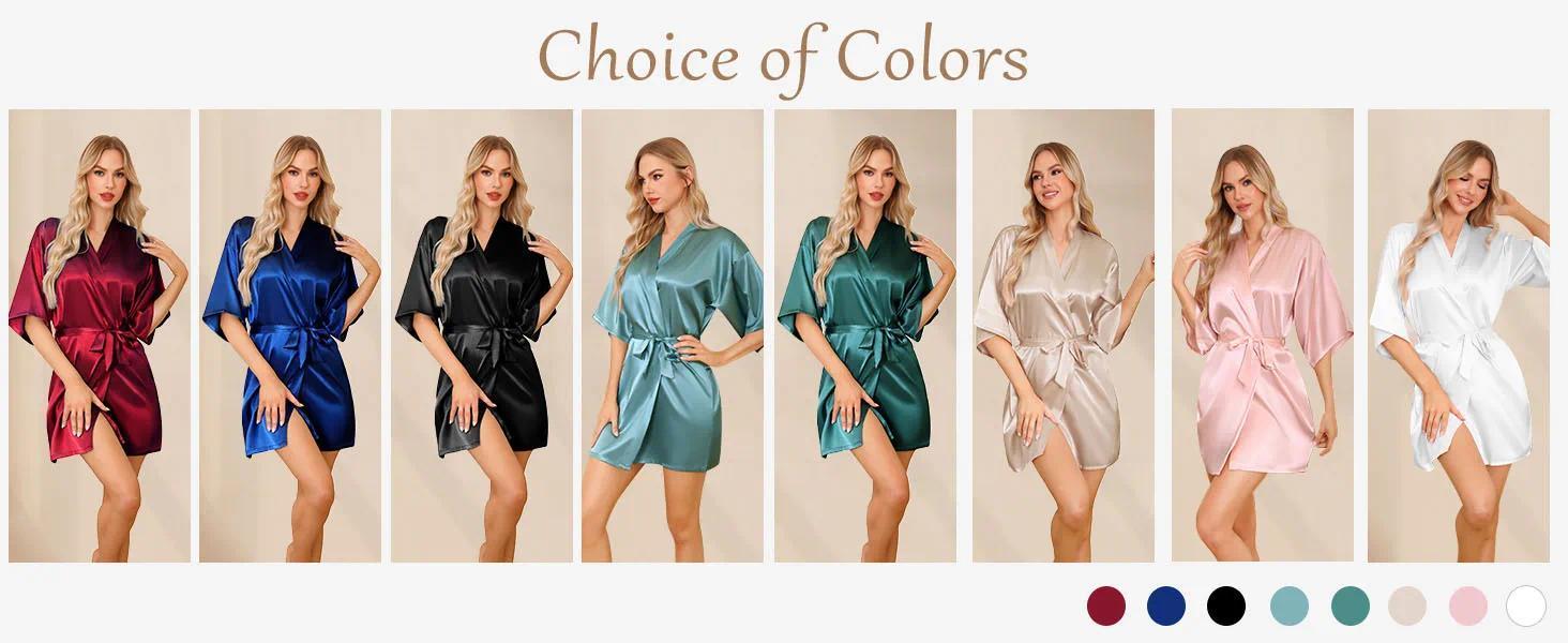 Nightgown Soft Short Women's Lounge Bride Bridesmaid Morning Gown Solid Color Wedding Party Silky Robes Summer