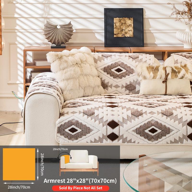 Plush Anti-Slip Dustproof Cat Scratch Sofa Cushion Cover, Reusable All-Purpose Winter Mat, Warm Plaid Design, Sofa Couch Protector, Home Decor, Sofa Slipcover