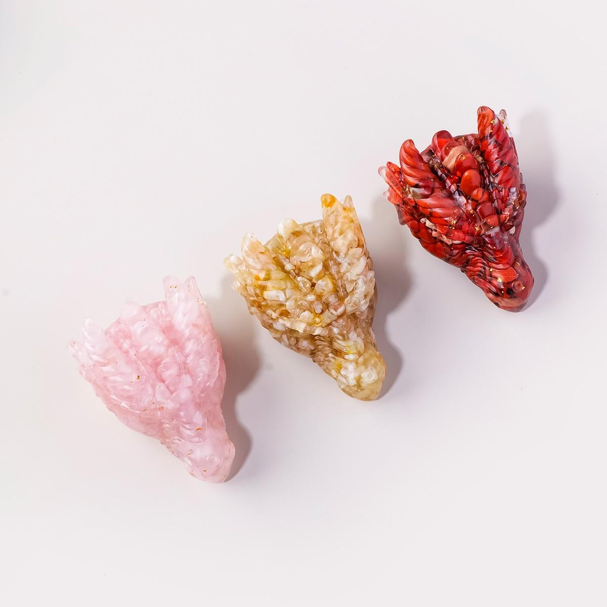 Natural Crystal Dragon Head Statue, Reiki Healing Feng Shui Figurine, Home Office Decoration, New Year Gift, 1pc Amulet Sculpture