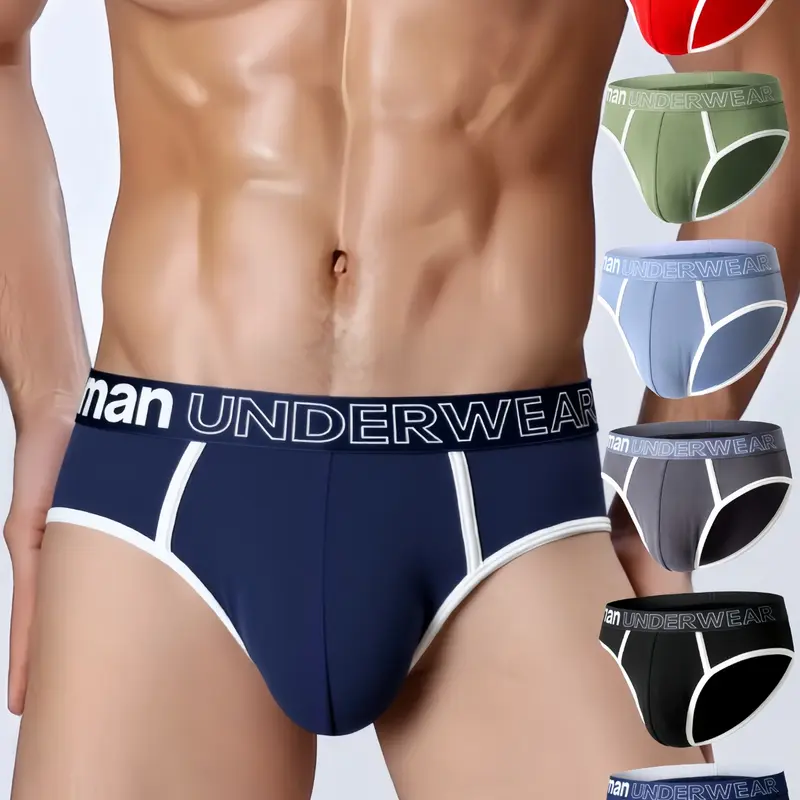 Men's 6-Pack Mixed Color Briefs Set, Breathable Stretchy Skin-Friendly Underwear, Versatile for All-Season Wear