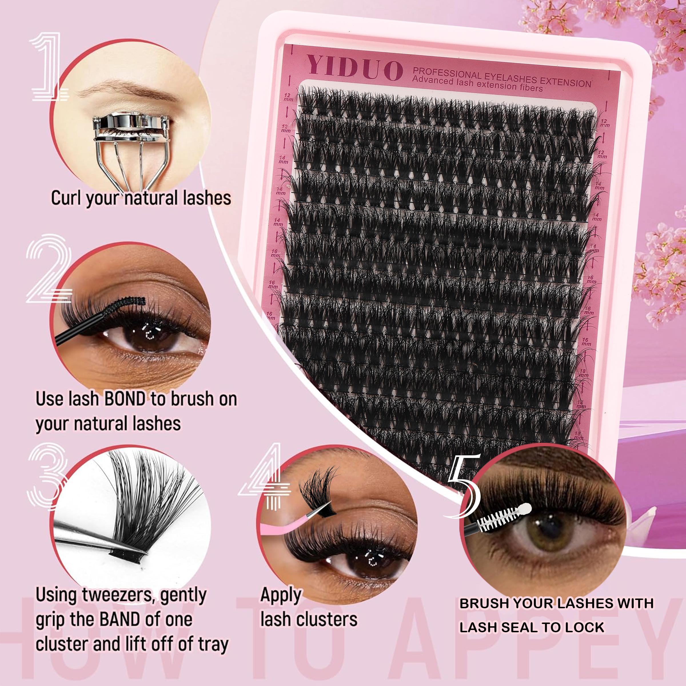 520 Pcs Volume Lash Clusters Kit 60D+80D Thick Volume Lash Extension Kit 12-20mm Wispy Individual Lash Kit with Seal, Remover, Lash Applicator, Eyelash Extension Glue, Eyelash Tools for Beginners and Proficient, DIY at Home Easily