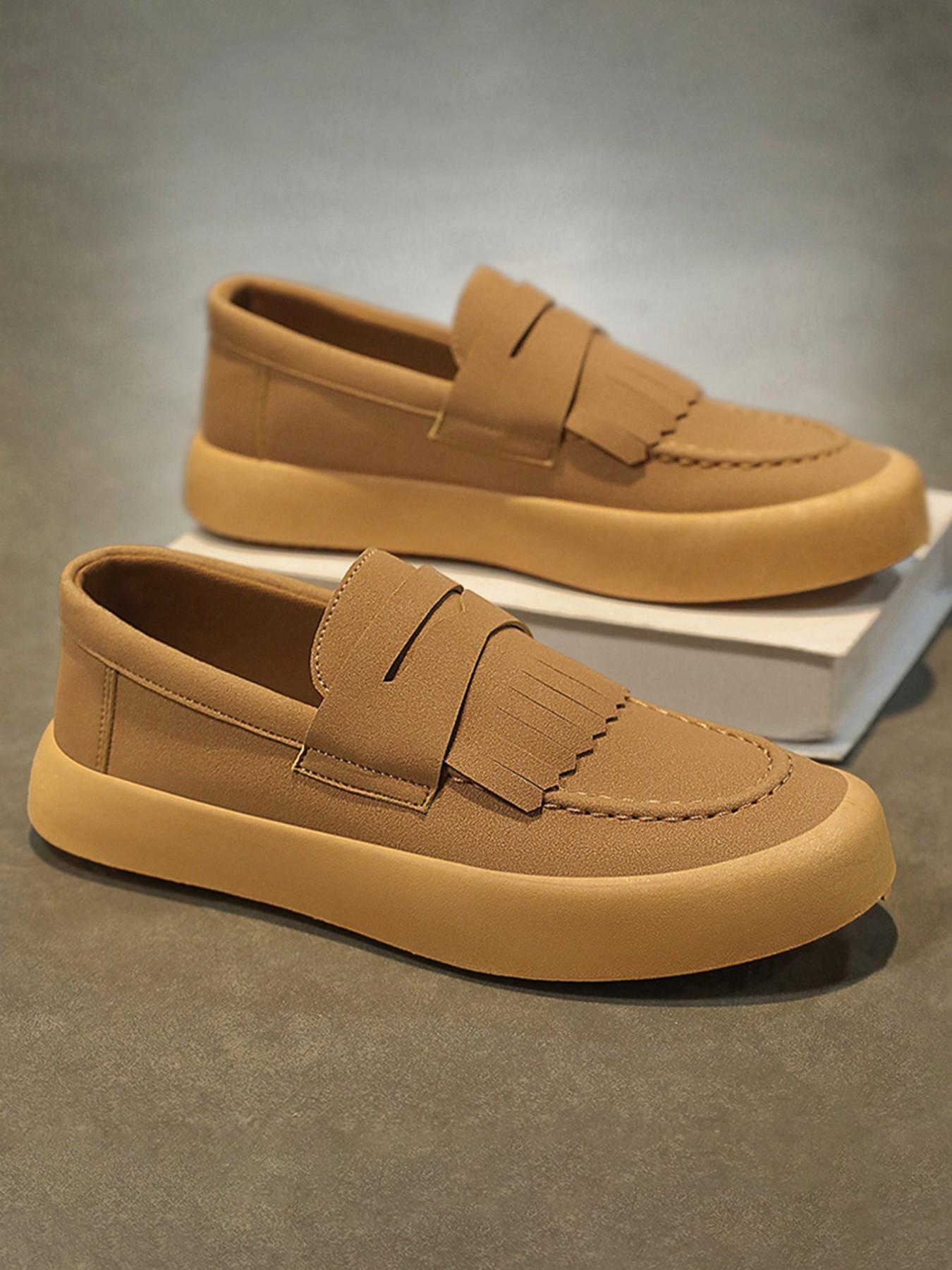 Men's Large Size Fringe Loafers, Breathable Canvas Slip-Ons, Thick Sole Casual Sneakers, Lightweight Comfort for All Seasons