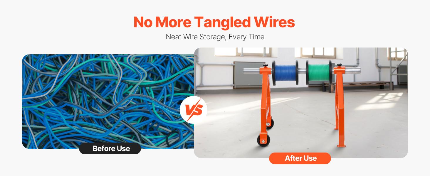 VEVOR Wire Spool Rack, 220 lbs Load Capacity, Portable Cable Caddy, Moveable Wire Rack with Wheels, Spool Holder, Up to 29.9 in Diameter, for Electrical Industrial and Retail Use, Working Efficiency