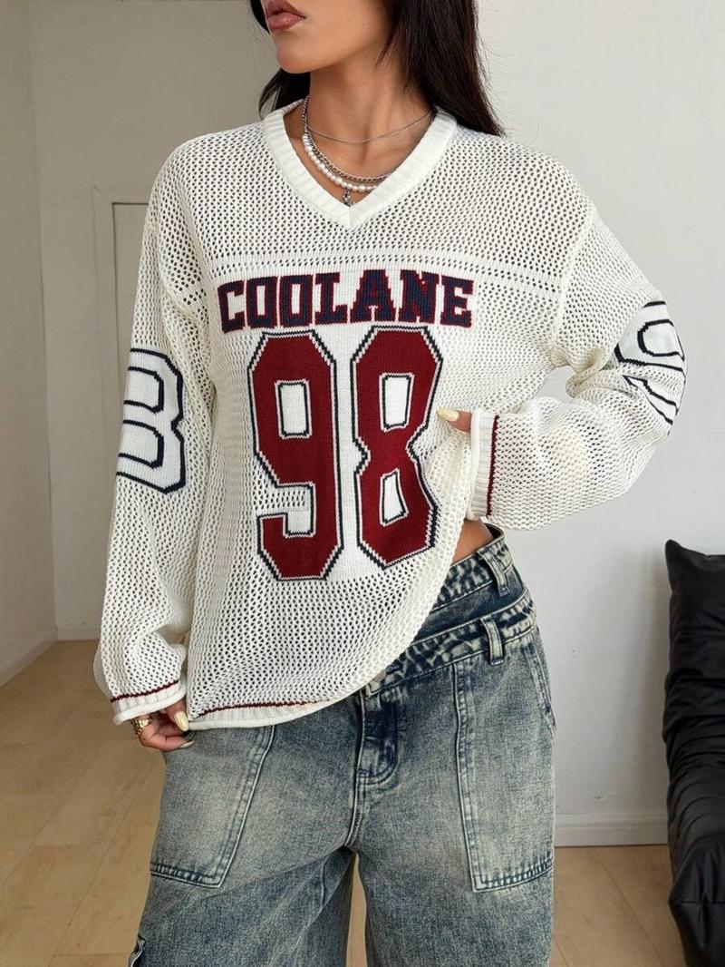 Hollow Football Y2k Sweater, Women Streetwear, Retro Fashion Pullover, Unisex Knitwear Tops, Knitted Sweater for Couple