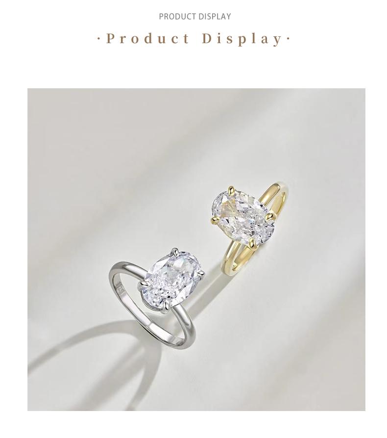 [Venus Jewelry] Lab Created Gemstone  3 CCT Clear Oval Shape Solid Silver 925 Ring