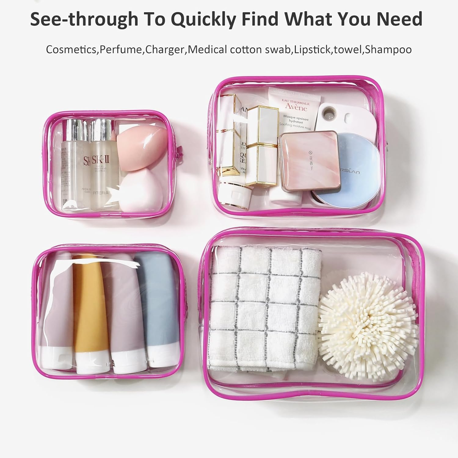 4 Pack Clear Bogg Beach Makup Bag Accessories with 3 Pack Insert Hooks for , Clear Bogg Makeup Pouches Phone Holder for  Divider Storage Inner Compatible Pouch Travel  Bag
