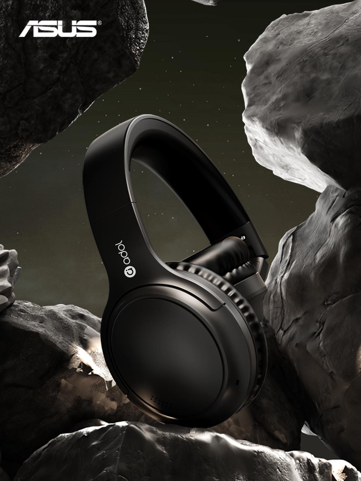 Asus Adjustable ANC Headphones with Built-in Microphone, Foldable Design, 130H Battery Life, Wireless Game Headset for Gaming & PC - Black