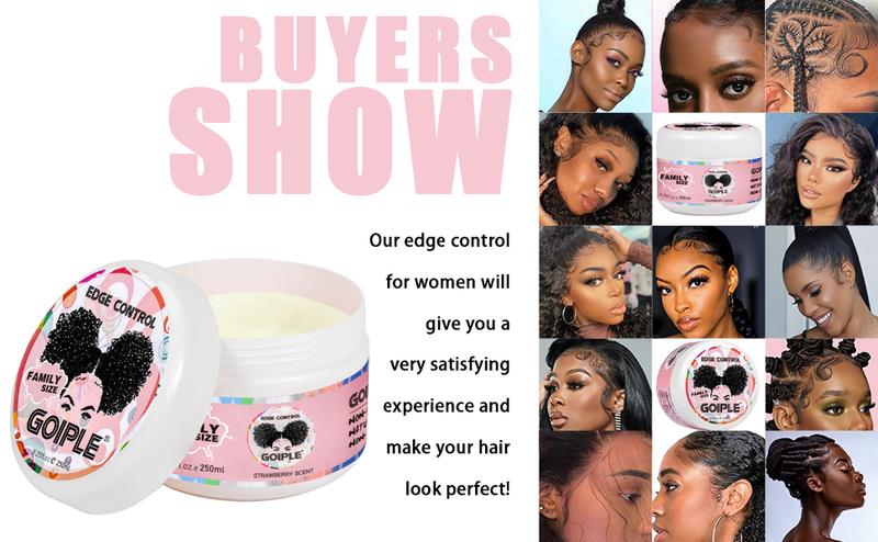 Edge Control Wax for Women - Strong Hold, Non-Greasy, No Flaking or White Residue, Smooths Edges Gel Natural Ingredients Haircare (Strawberry Scent)