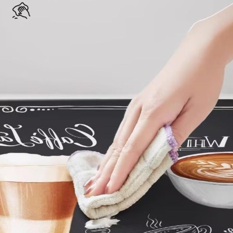 Bar Counter Coffee Mat, Absorbent Non-Slip Coffee Machine Pad, Kitchen Countertop Decorative Coffee Cup Print Drain Mat, Easy Clean, Gift for Coffee Lovers