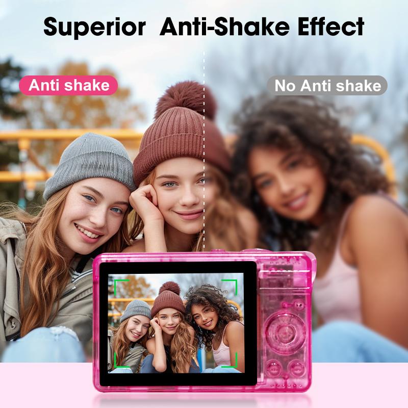 Digital Camera, 16X Zoom, Anti-Shake, Transparent Body with Visible Internal Structure, Beginner Digital Camera for Students and Photography Beginners