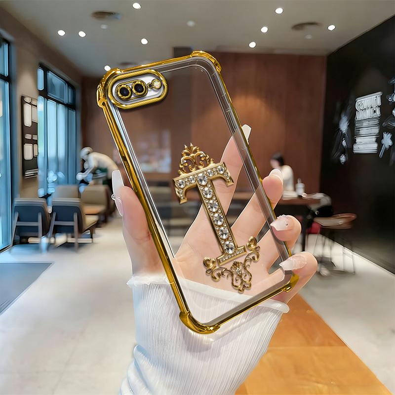 Suitable for [iPhone 7 Plus] high-end phone case🥰，Features a premium-look printed design—not actual 3D diamond studs，Choose from any of the 26 letters. YM99