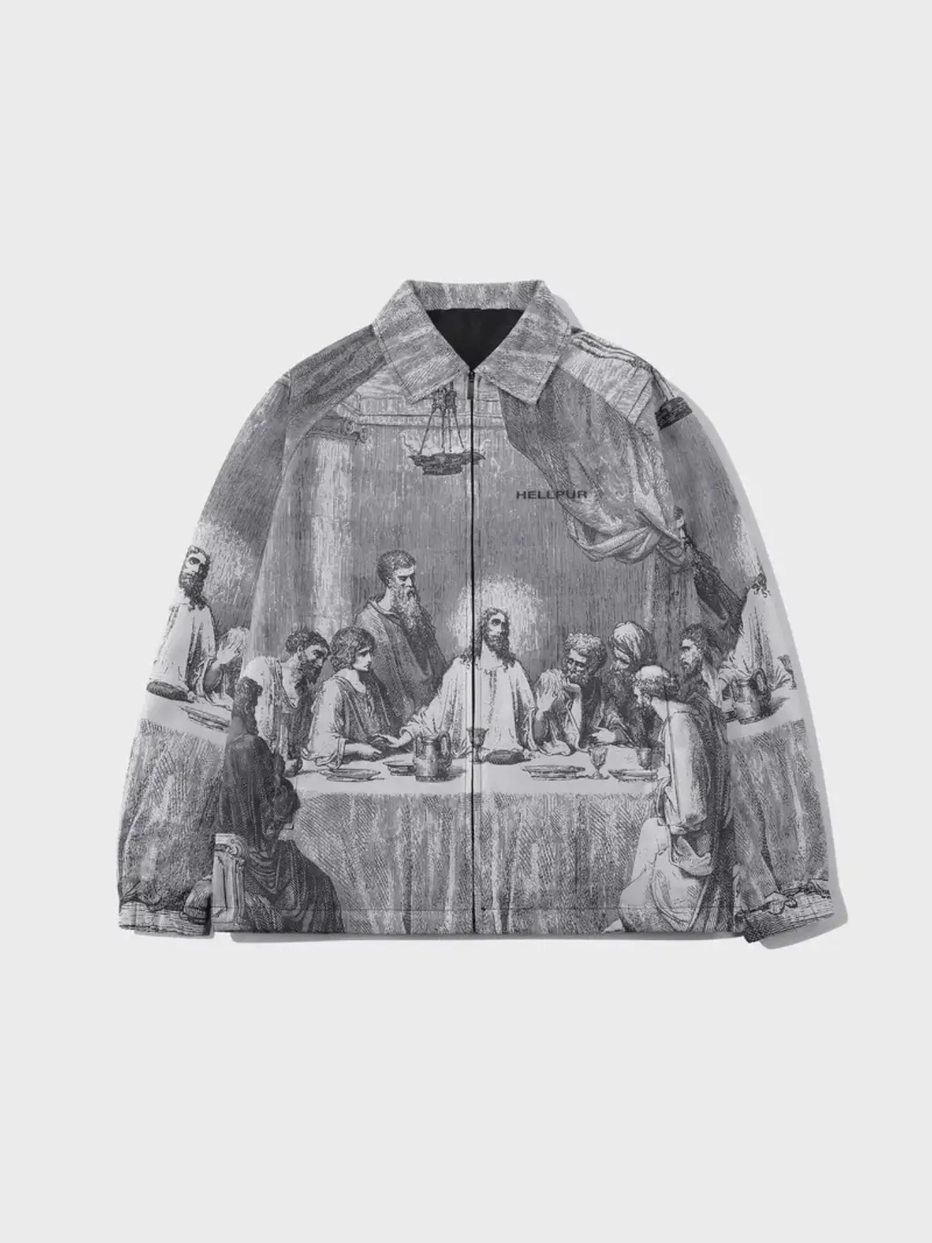 Jesus Theme Full Print Jacket, Lightweight Men's Casual Jacket, Loose-Fit Long Sleeve Zip-Up, Breathable All-Season Streetwear, All Season Outerwear