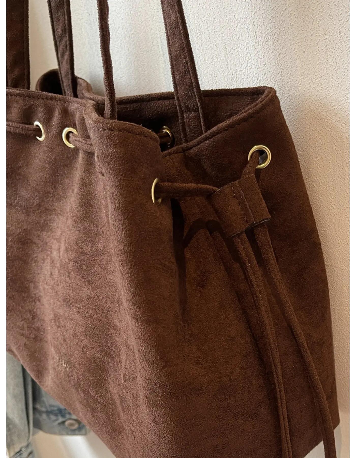 Retro Exquisite Relaxing Drawstring-Closure Tote Bag for Women, Chic Adjustable Large-Capacity Everyday Purse, Gym & Commuter Bag for Files, Tablets, Dates