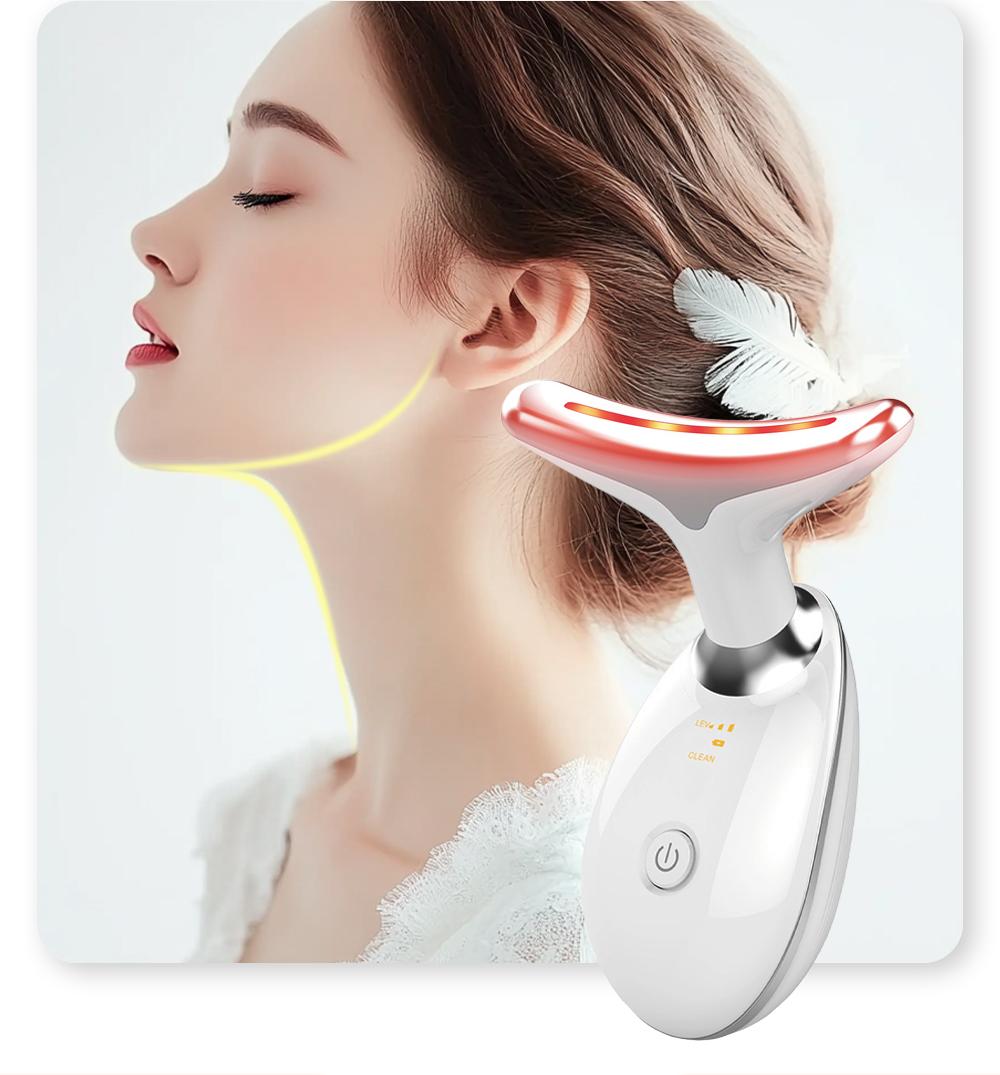 LixZyvo 7-Color LED Beauty Device with Advanced Beauty Technology & Soothing Thermal Care, Dolphin-Inspired Face & Neck Massager, Vibration Massage, Smart Skin-Touch Sensor