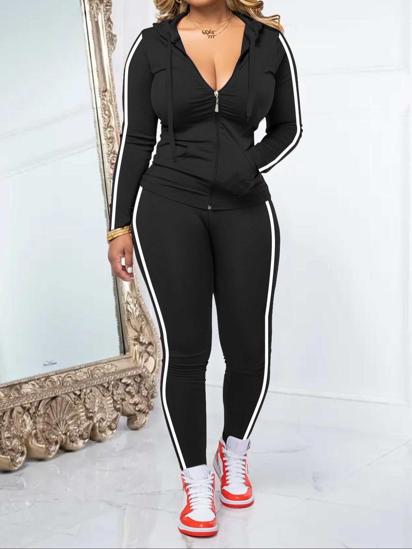 Women's Fall Winter Casual Set, Long Sleeve Knit Top & Pants Two-Piece Suit, Simple Solid Color Fitted Home Wear for Parties & Leisure Activities