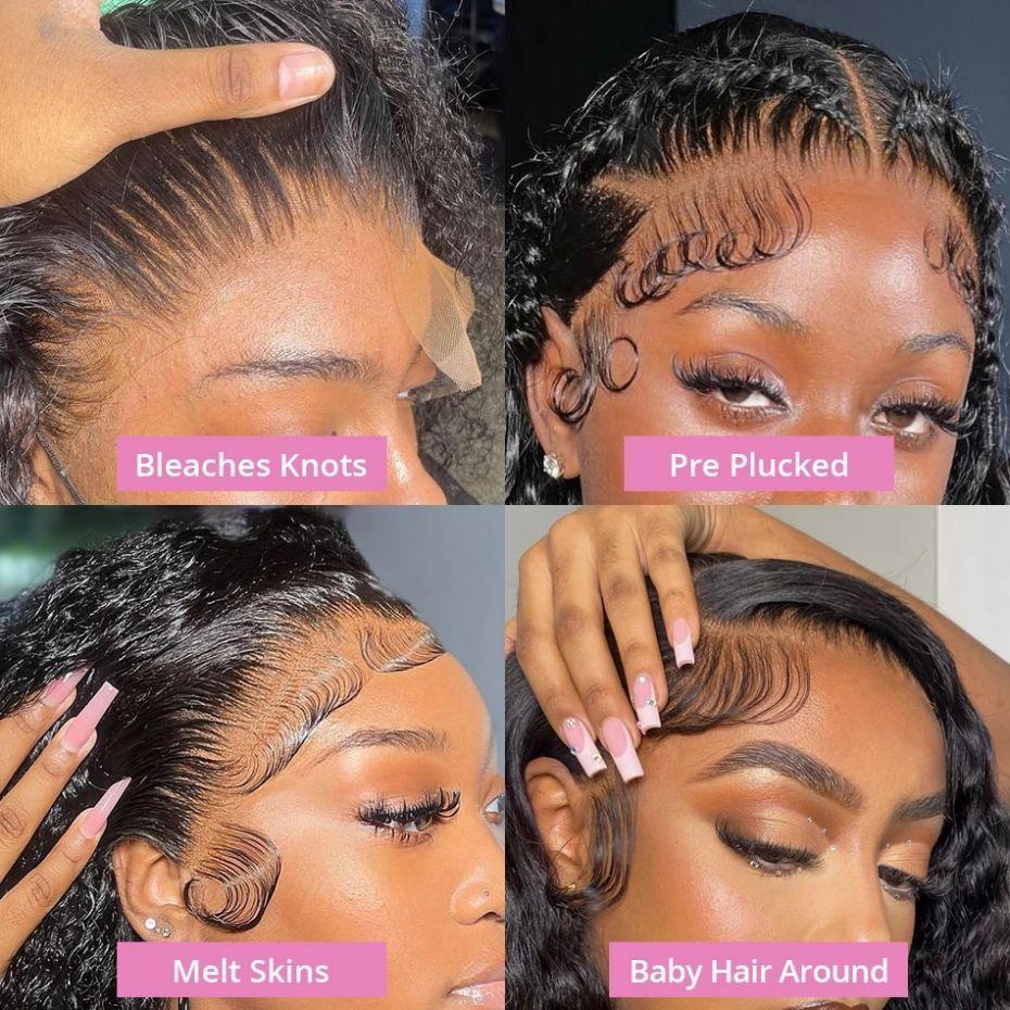 Bling Hair 13x6 Deep Wave HD Lace Front Wigs 13x4 Human Hair Lace Frontal Wig 180% Density Brazilian Deep Curly Hair For Women PrePlucked Lace Wig SpringStatements