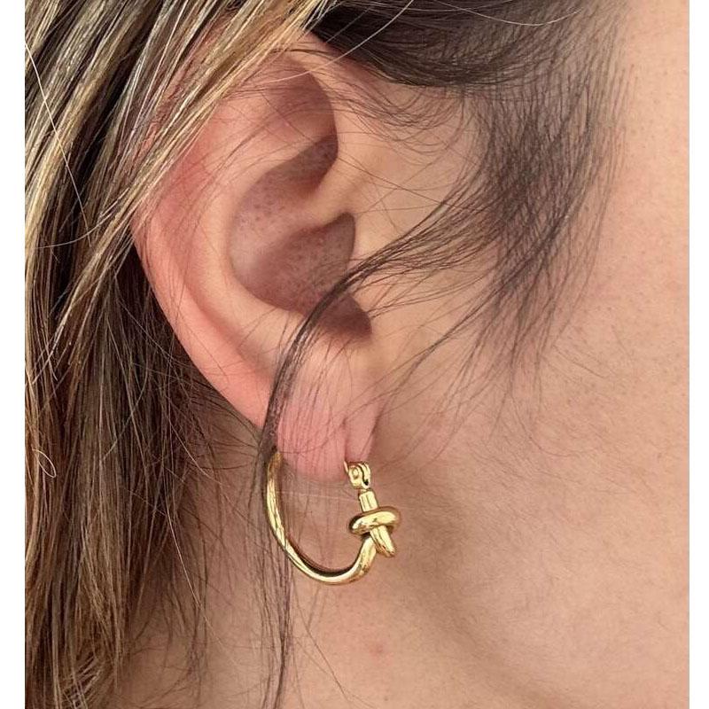 1 Pair 18K Gold Plated Stainless Steel Knot Design Earrings, Daily Wear Women Jewelry, Best Friend Gifts,Women Earrings