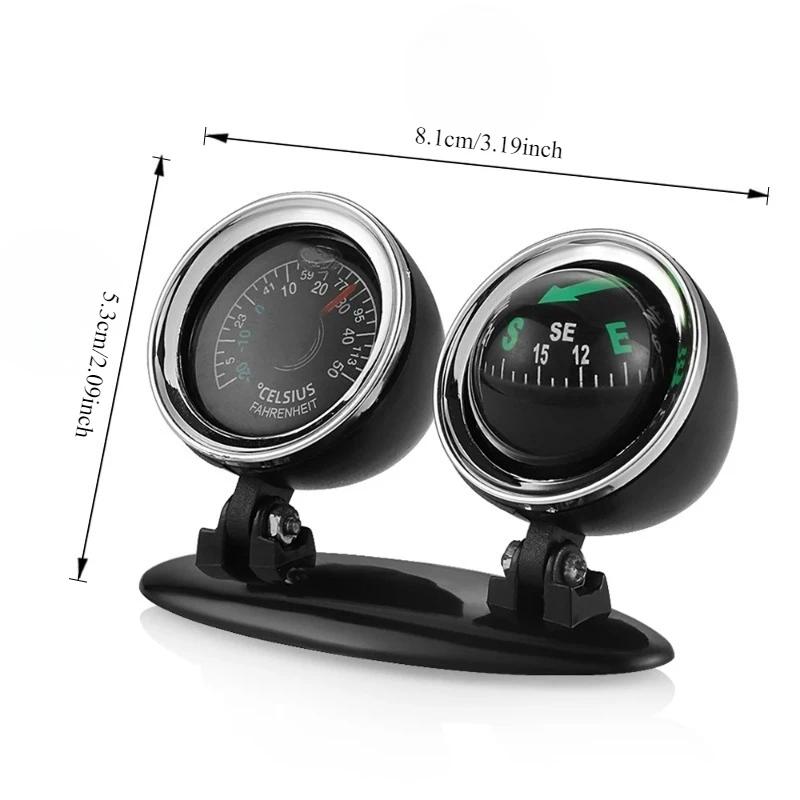 1PCS Multifunction Car Thermometer Compass, Auto Dashboard Direction Ornament, Vehicle Interior Decoration Accessories Car Gifts