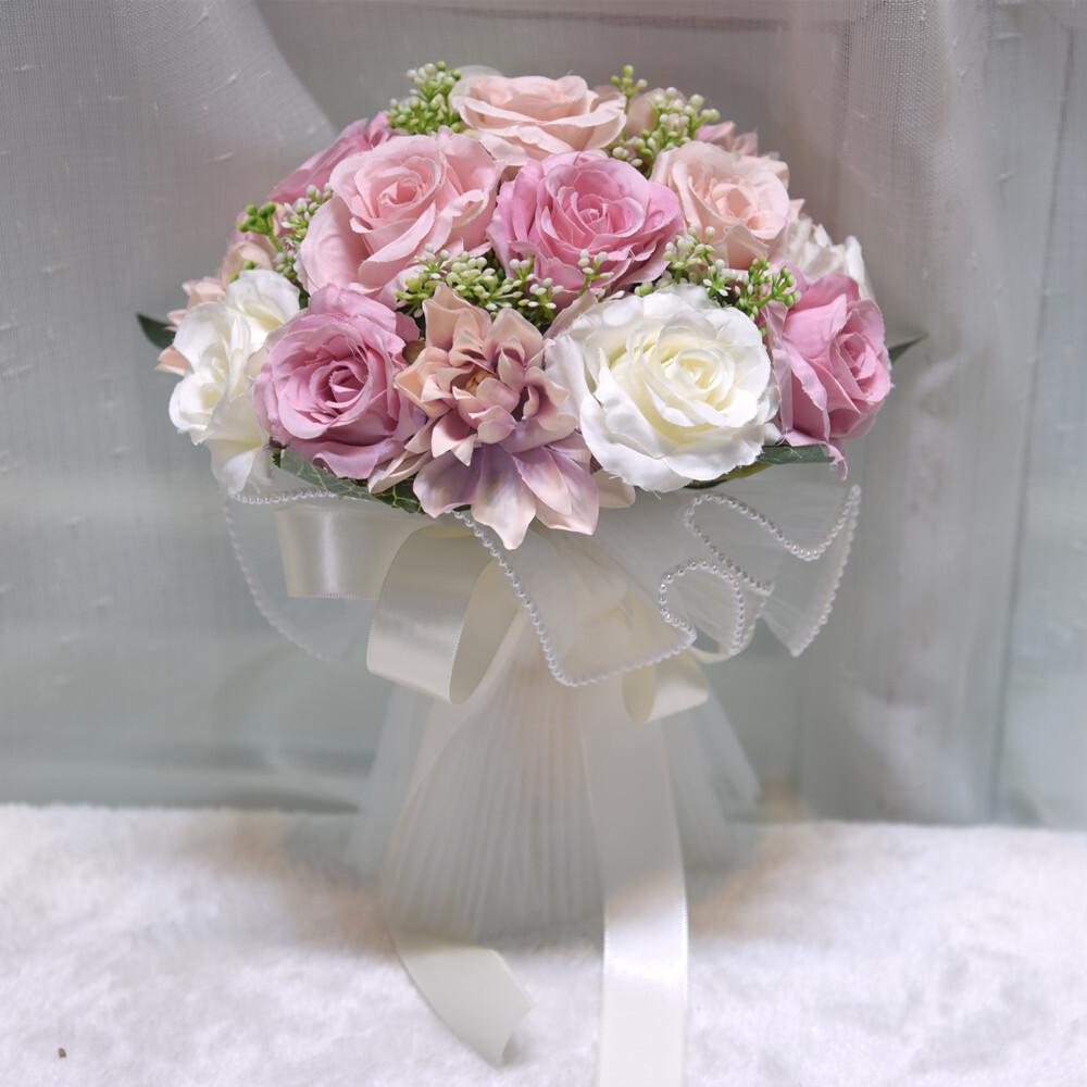 Champagne Color Wedding Rose Plastic Marriage Certifie Bride Bouquet Artificial Flower Photography Props Gift