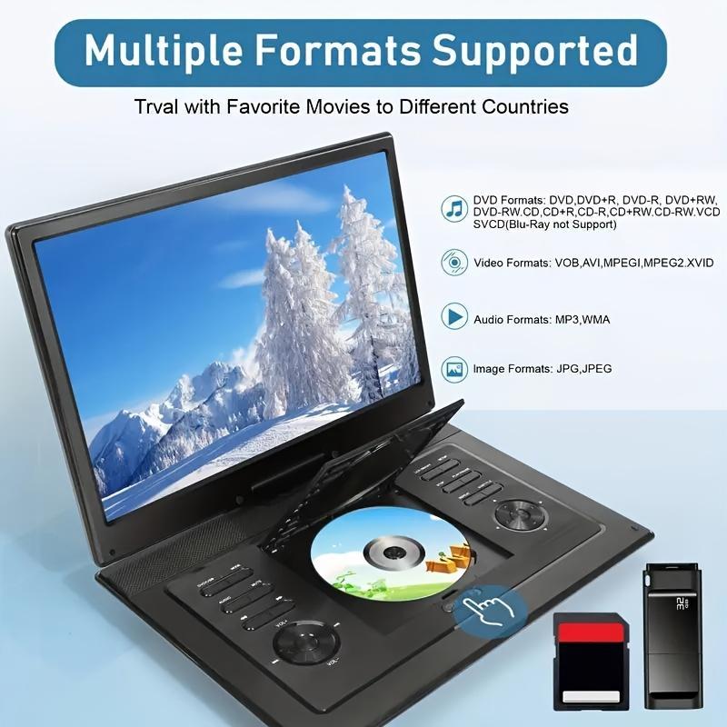 Portable DVD Player 17.9" HD Screen Supports Multiple Formats TV Sync USB SD 270° Rotation 180° Flip Compact for Car Home Travel Remote Audio Sound System with Long Battery Life Portable DVD Player 17.9" HD Screen Supports Multiple Formats TV Sync USB SD 270° Rotation 180° Flip Compact for Car Home Travel Remote Audio Sound System with Long Battery Life
