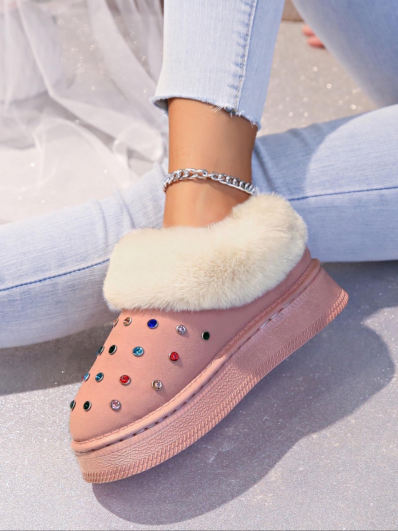 Women's Winter Casual Ankle Boots, Thick Sole Snow Boots, Warm Home & Outdoor Use, Fashionable Round Toe Short Boots, Winter Shoes