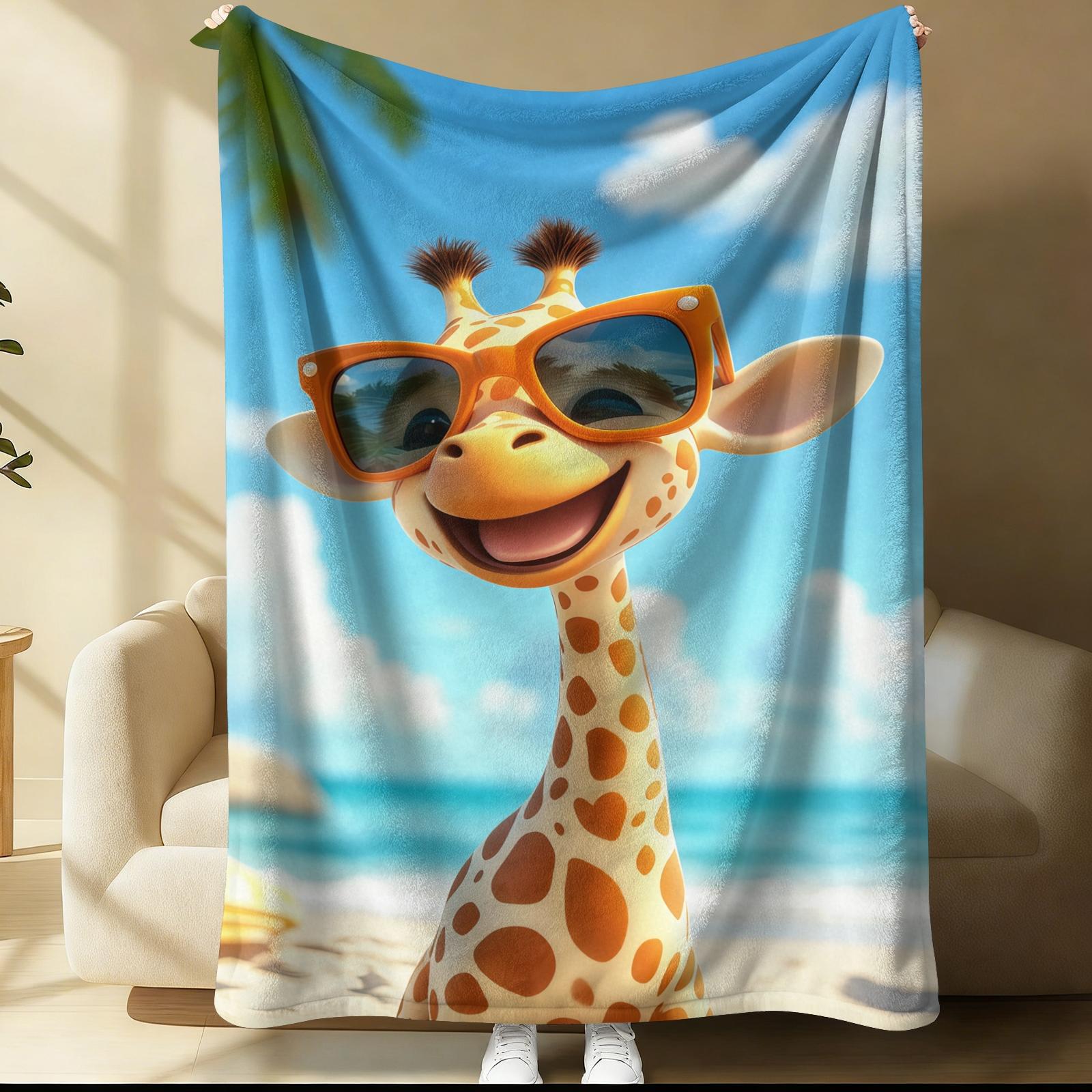 Giraffe Pattern Blanket, Suitable For Daily, Festival, And Birthday Gifts For Children And Adults. Soft, Warm, And Lightweight Plush Blanket, Perfect For Bed, Sofa, Car, And Room Decoration